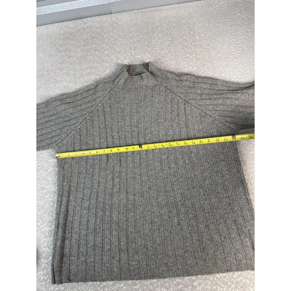 J.Crew Sweater‎ Mens XL Gray 100% Wool Mock Neck Chunky Rib Knit Pullover Warm